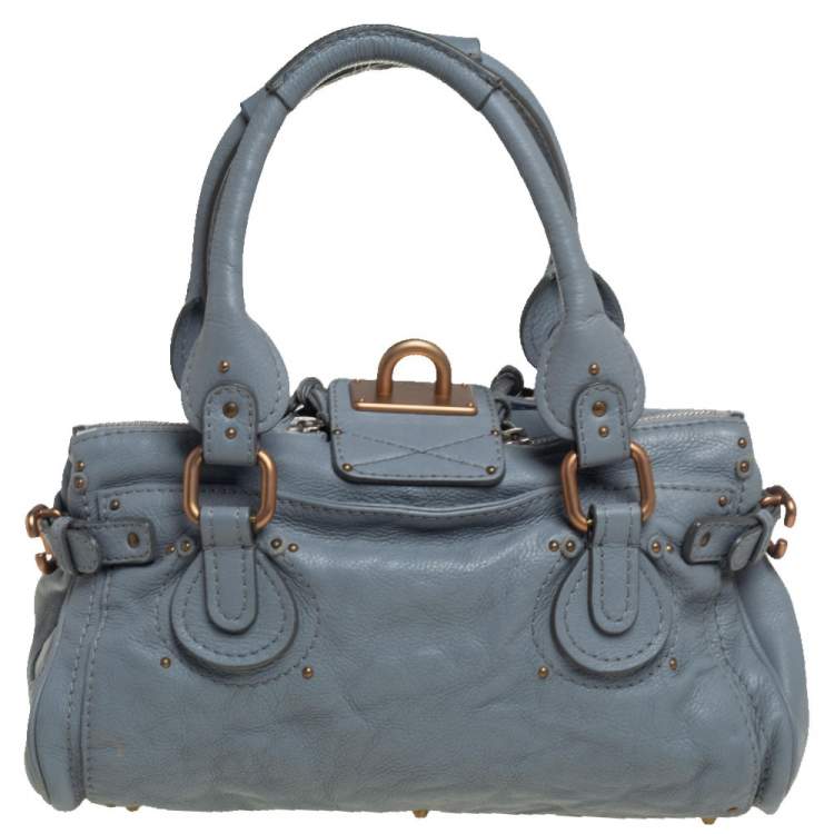 Pre Owned Chloé Grey Grained Leather Medium Paddington Satchel