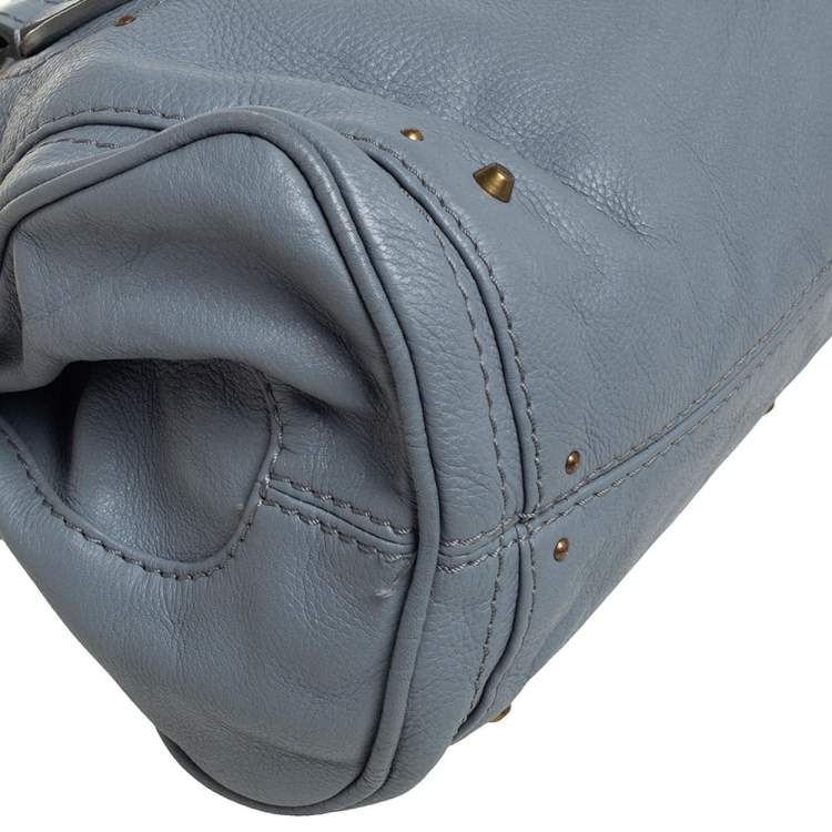Pre Owned Chloé Grey Grained Leather Medium Paddington Satchel