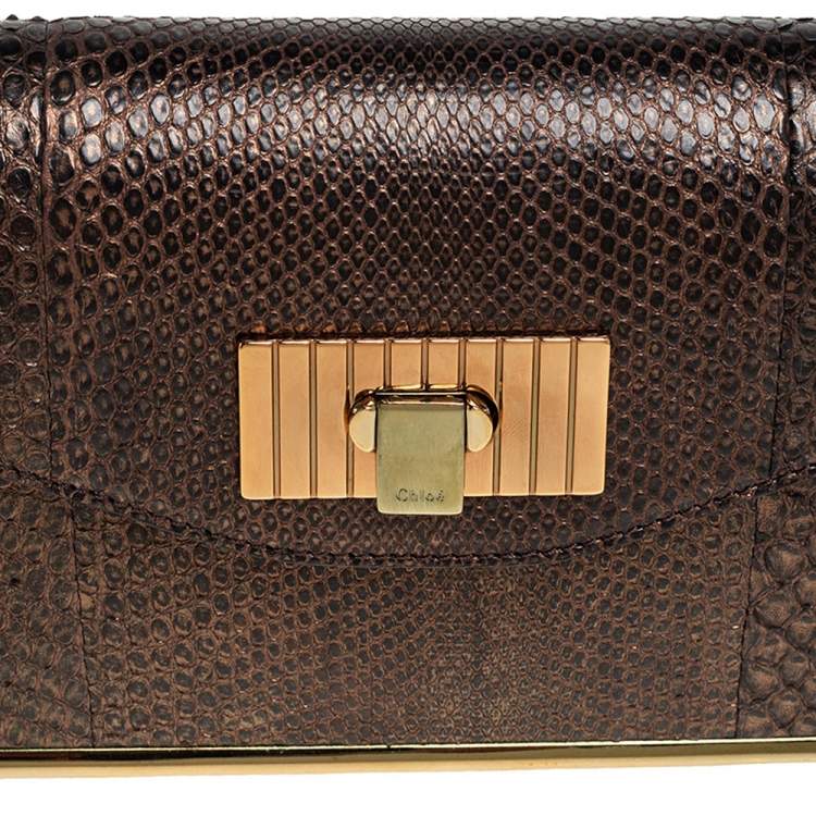 Pre Owned Chloe Brown Python Sally Clutch