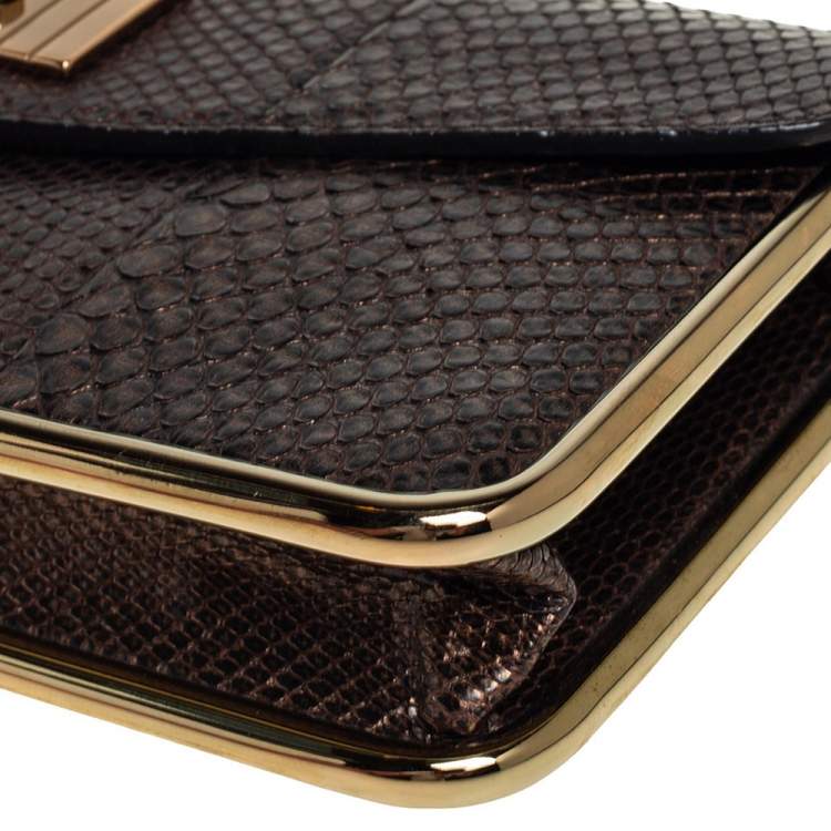 Pre Owned Chloe Brown Python Sally Clutch