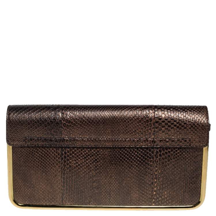 Pre Owned Chloe Brown Python Sally Clutch