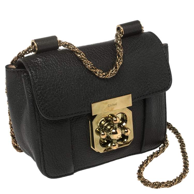 Pre Owned Chloe Black Leather Mini Elsie Crossbody Bag