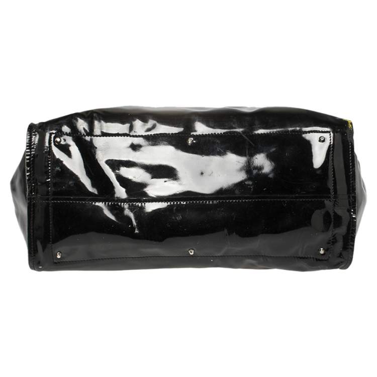 Pre Owned Chloé Black Patent And Leather Cyndi Tote