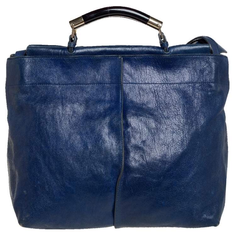 Pre Owned Chloé Blue Leather Saskia Satchel