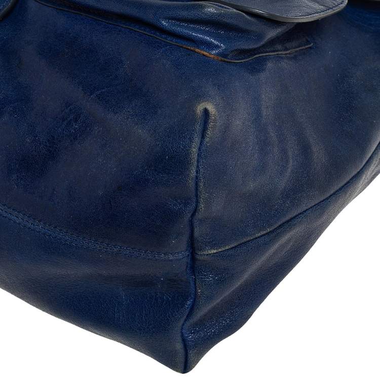 Pre Owned Chloé Blue Leather Saskia Satchel