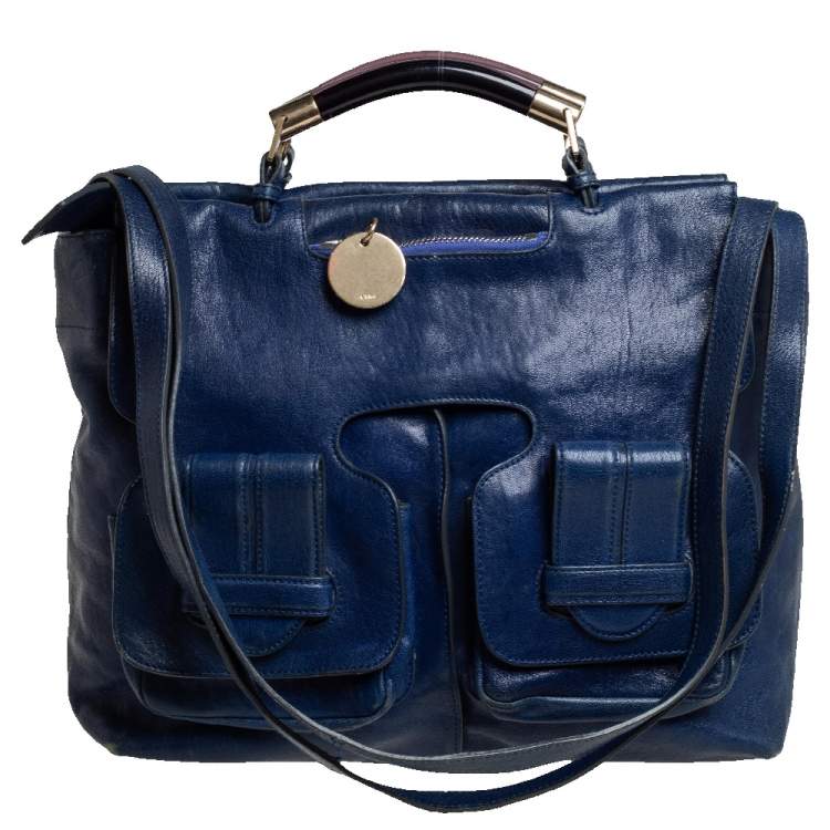 Chloé Blue Leather Saskia Satchel Chloe | The Luxury Closet