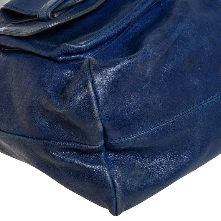 Pre Owned Chloé Blue Leather Saskia Satchel