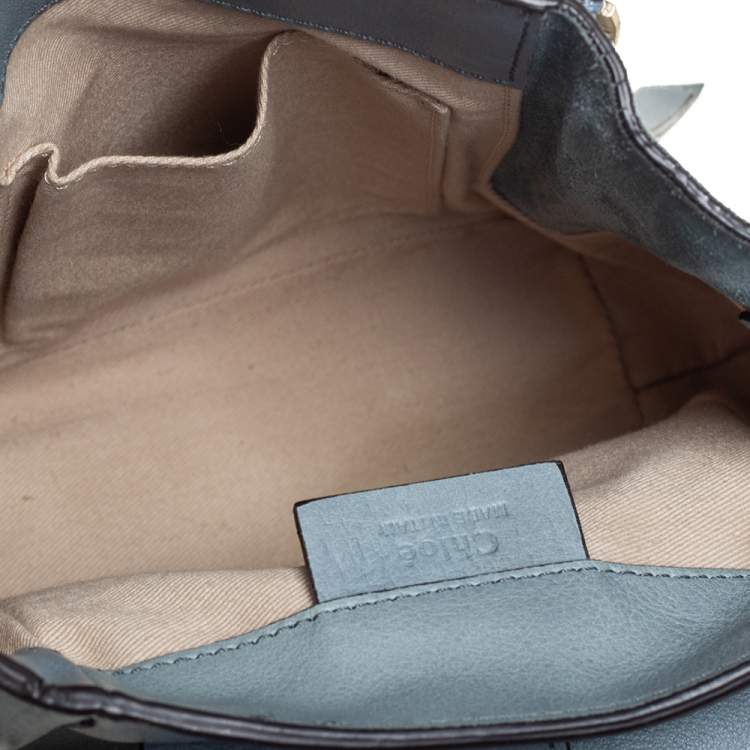 Pre Owned Chloe Blue Leather and Suede Mini Faye Backpack