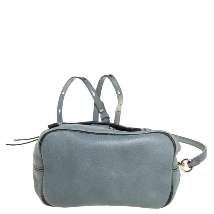 Pre Owned Chloe Blue Leather and Suede Mini Faye Backpack