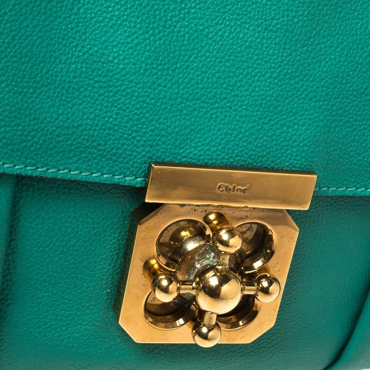 Pre Owned Chloé Green Leather Small Elsie Shoulder Bag