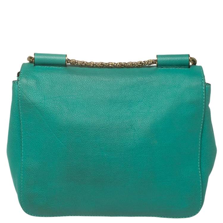 Pre Owned Chloé Green Leather Small Elsie Shoulder Bag