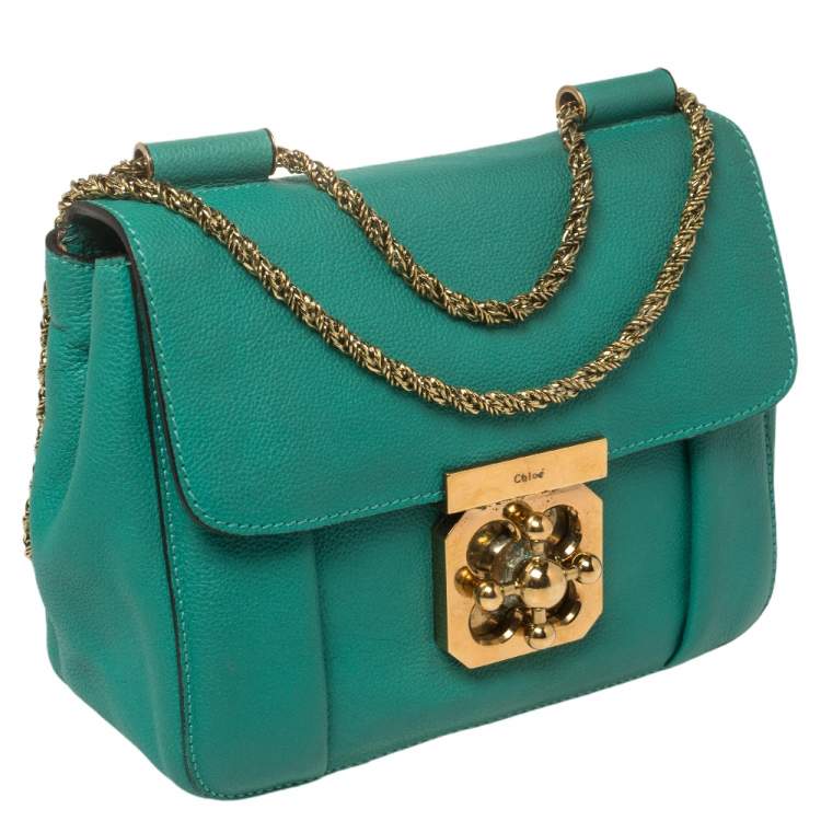 Pre Owned Chloé Green Leather Small Elsie Shoulder Bag