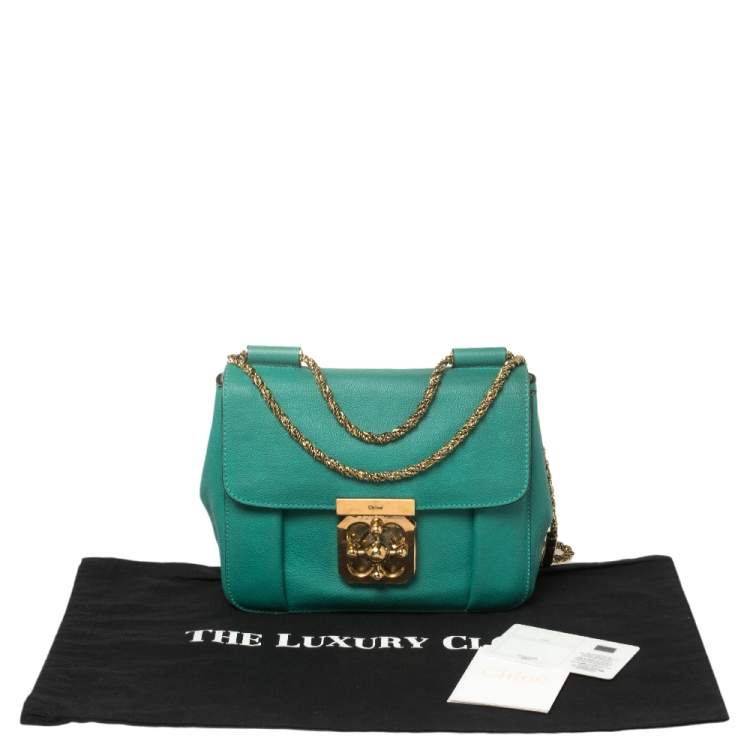 Pre Owned Chloé Green Leather Small Elsie Shoulder Bag
