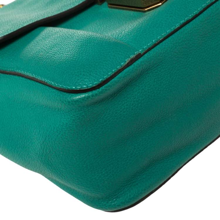 Pre Owned Chloé Green Leather Small Elsie Shoulder Bag