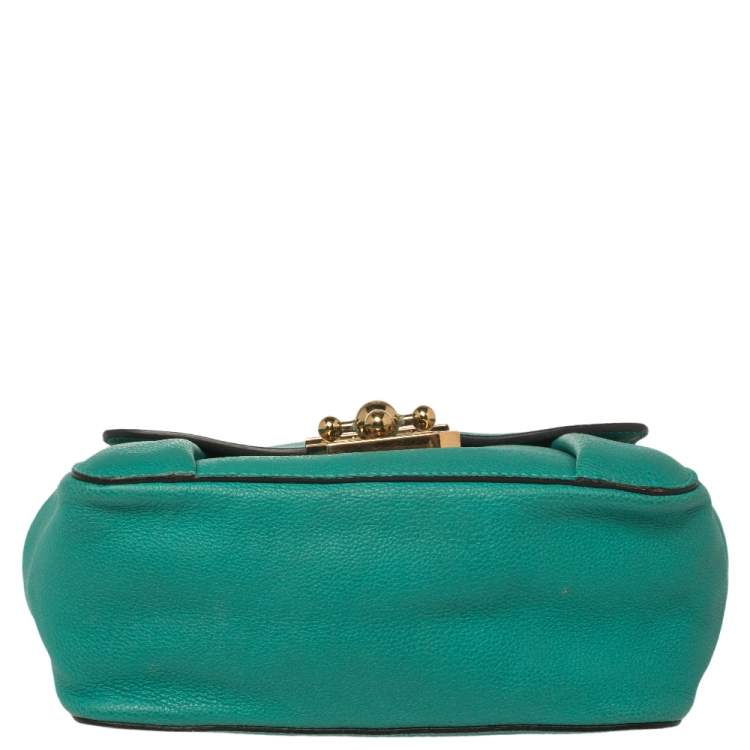 Pre Owned Chloé Green Leather Small Elsie Shoulder Bag
