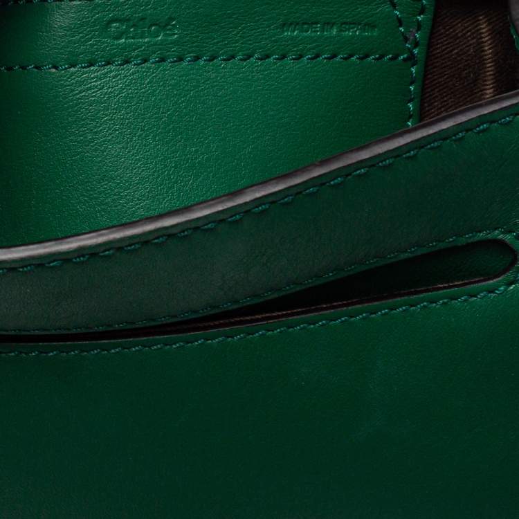Pre Owned Chloe Green Croc Embossed Leather Mini Marcie Crossbody Bag
