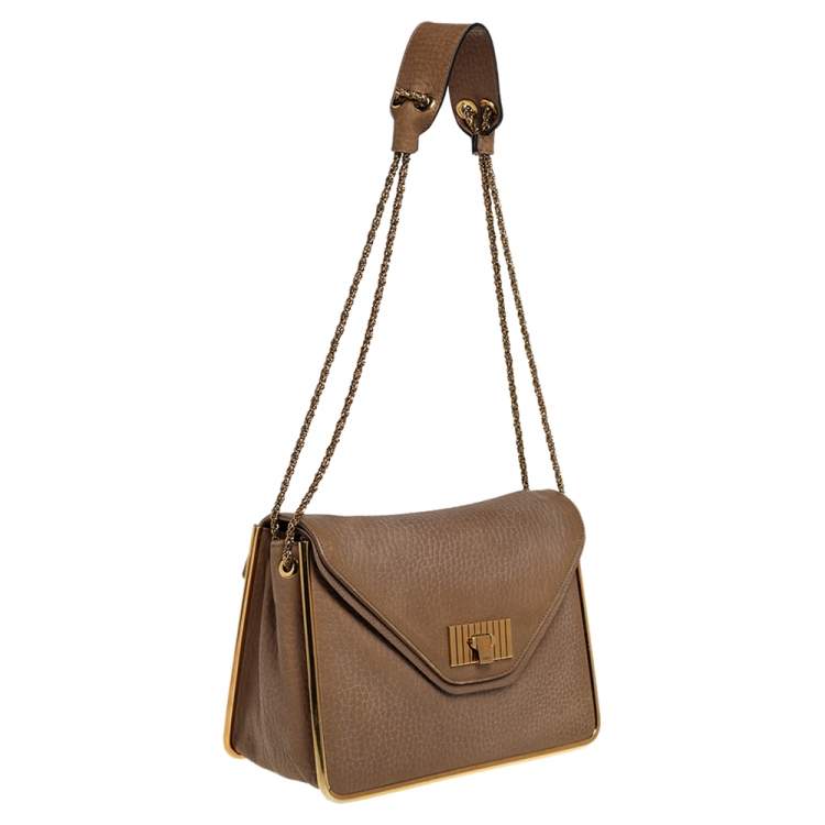 Pre Owned Chloe Beige Leather Medium Sally Flap Shoulder Bag