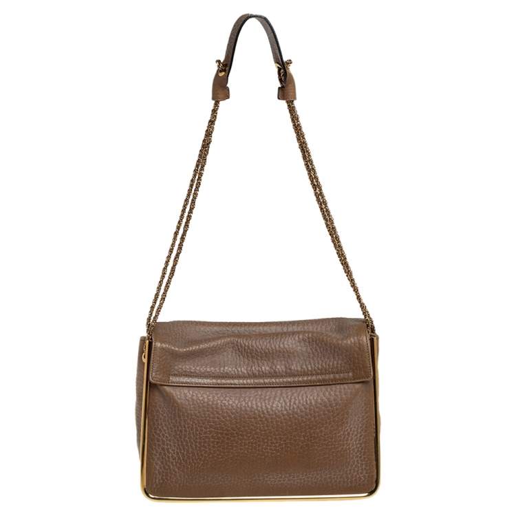 Pre Owned Chloe Beige Leather Medium Sally Flap Shoulder Bag
