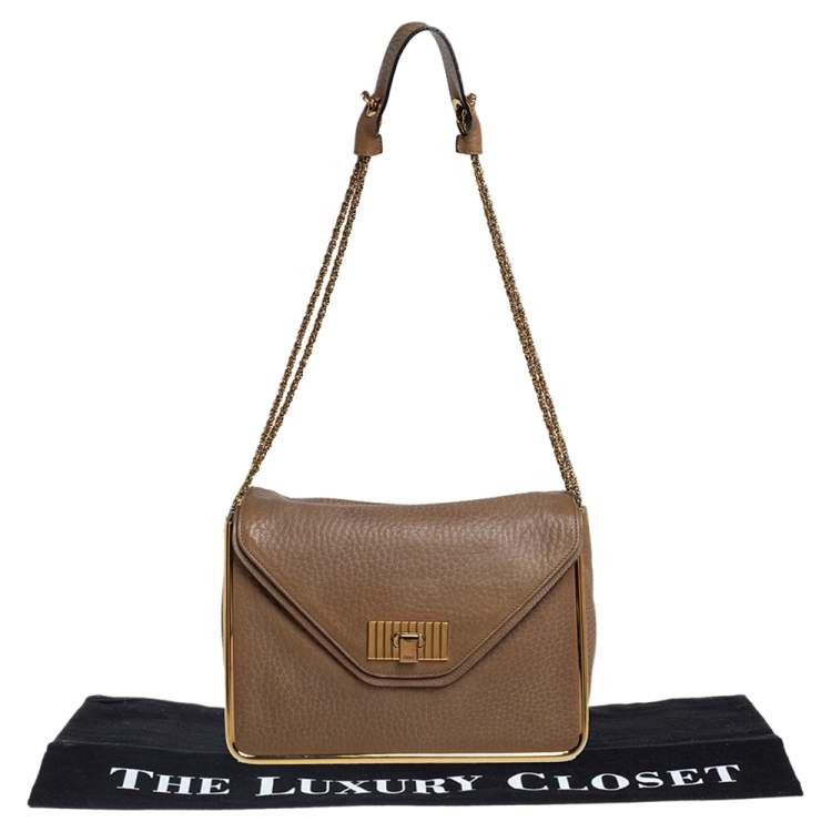 Pre Owned Chloe Beige Leather Medium Sally Flap Shoulder Bag
