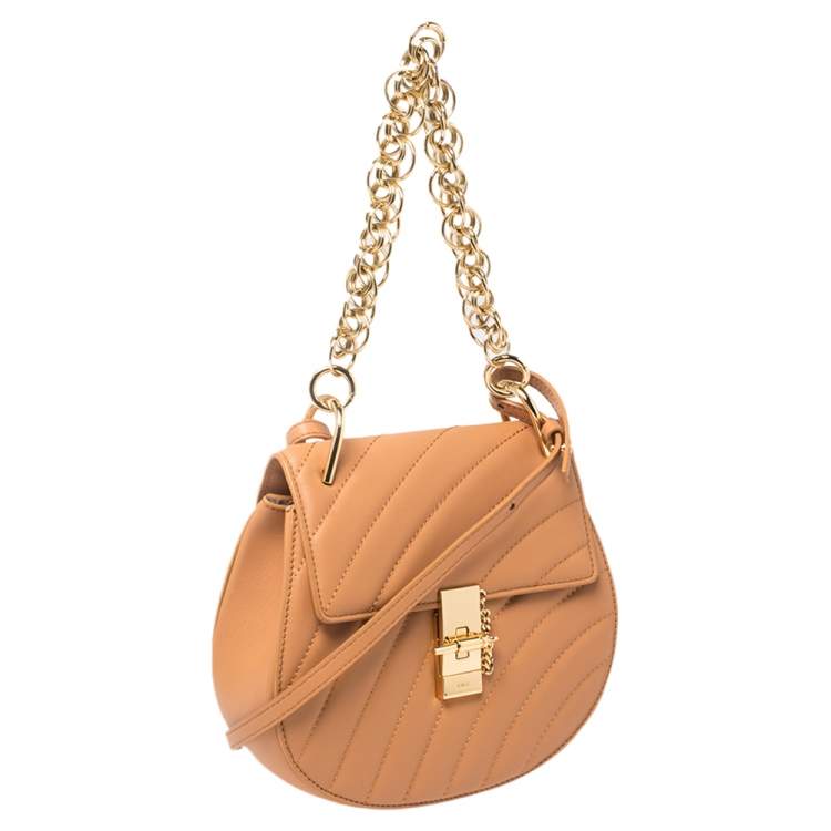 Pre Owned Chloe Tan Leather Medium Drew Bijou Shoulder Bag