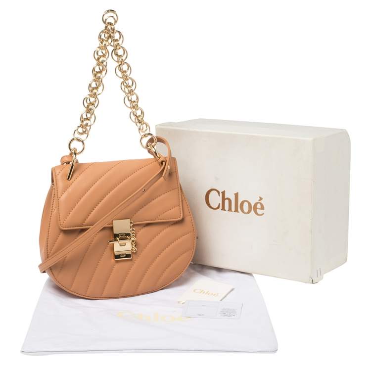 Pre Owned Chloe Tan Leather Medium Drew Bijou Shoulder Bag