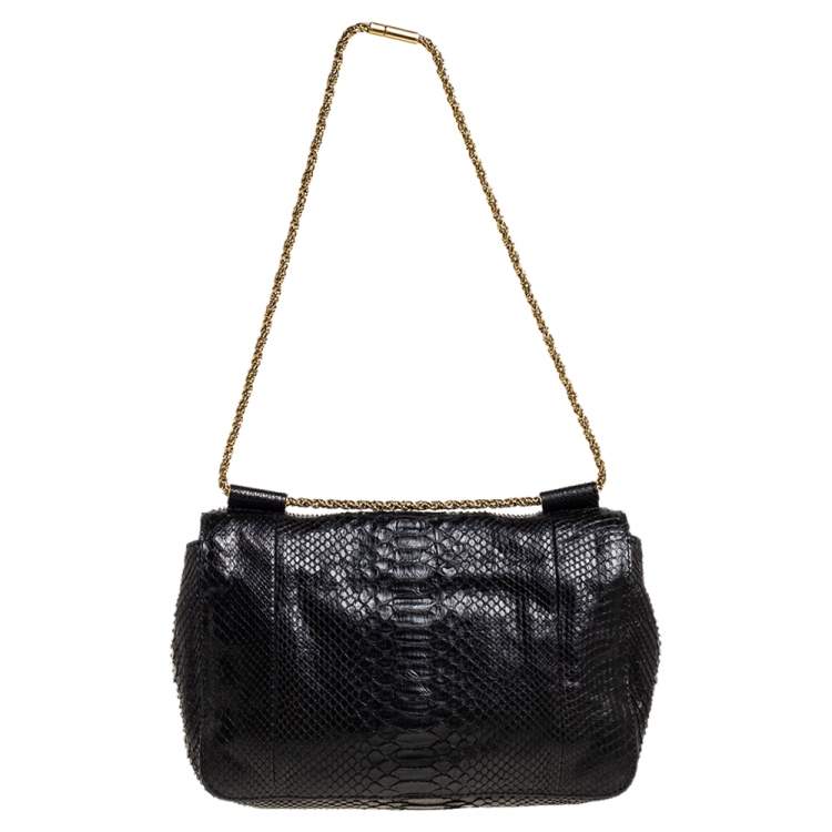 Pre Owned Chloe Black Python Medium Elsie Shoulder Bag