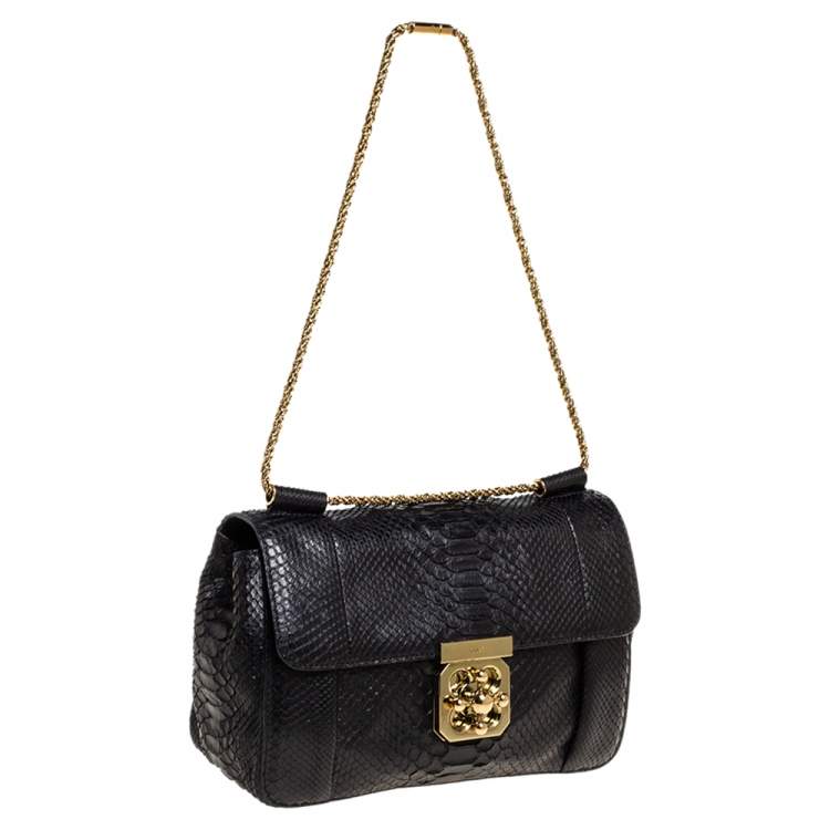 Pre Owned Chloe Black Python Medium Elsie Shoulder Bag