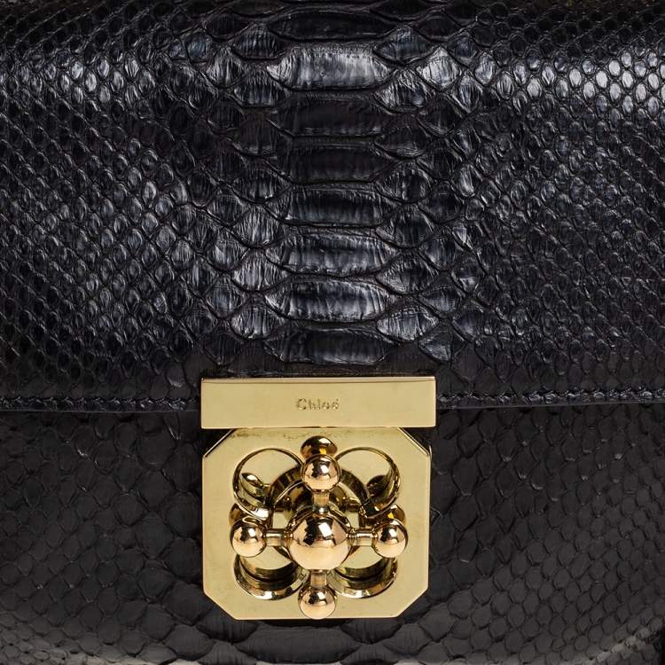 Pre Owned Chloe Black Python Medium Elsie Shoulder Bag
