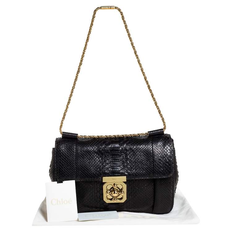 Pre Owned Chloe Black Python Medium Elsie Shoulder Bag