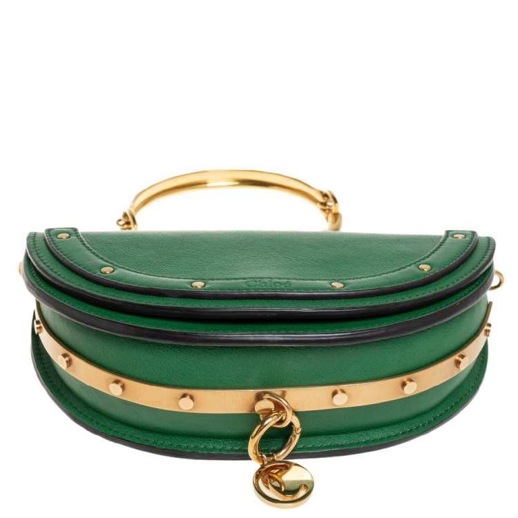 Pre Owned Chloé Green Leather Small Nile Bracelet Minaudière Crossbody Bag