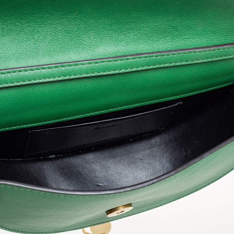 Pre Owned Chloé Green Leather Small Nile Bracelet Minaudière Crossbody Bag