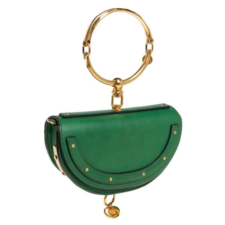 Pre Owned Chloé Green Leather Small Nile Bracelet Minaudière Crossbody Bag