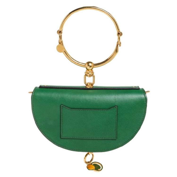 Pre Owned Chloé Green Leather Small Nile Bracelet Minaudière Crossbody Bag