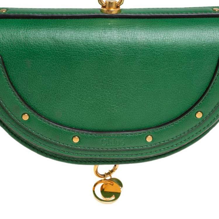Pre Owned Chloé Green Leather Small Nile Bracelet Minaudière Crossbody Bag