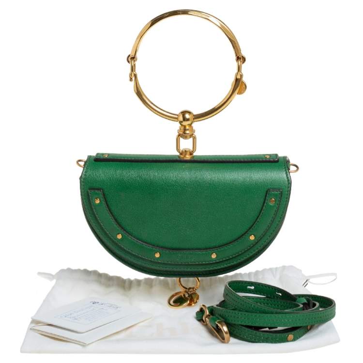 Pre Owned Chloé Green Leather Small Nile Bracelet Minaudière Crossbody Bag