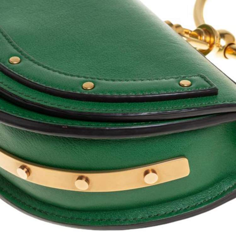 Pre Owned Chloé Green Leather Small Nile Bracelet Minaudière Crossbody Bag