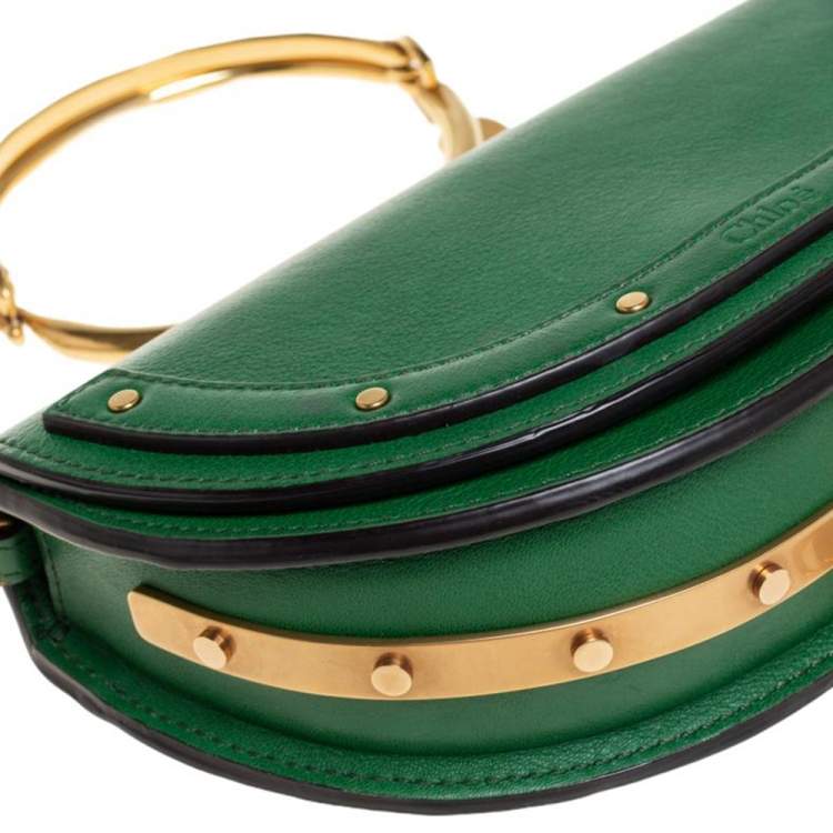 Pre Owned Chloé Green Leather Small Nile Bracelet Minaudière Crossbody Bag