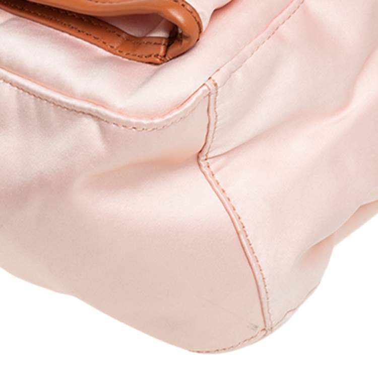Pre Owned Chloe Peach/Brown Satin and Leather Diaper Bag