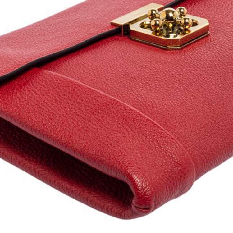 Pre Owned Chloe Red Leather Elsie Clutch