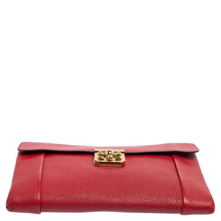 Pre Owned Chloe Red Leather Elsie Clutch