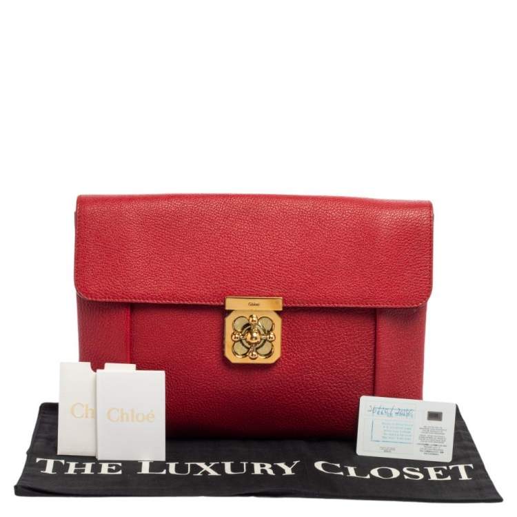 Pre Owned Chloe Red Leather Elsie Clutch