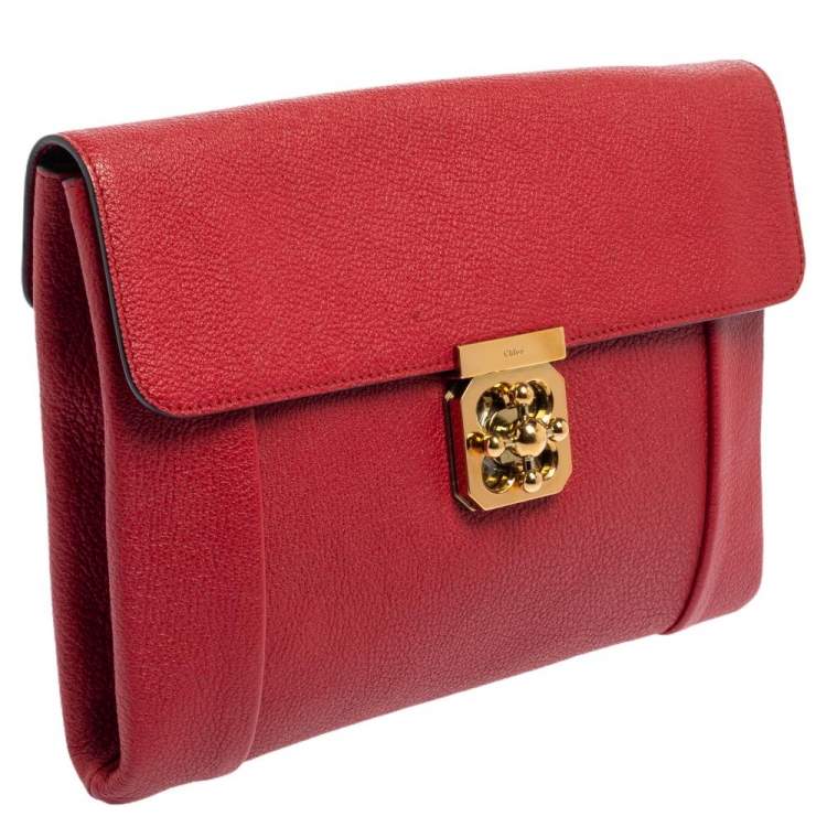 Pre Owned Chloe Red Leather Elsie Clutch