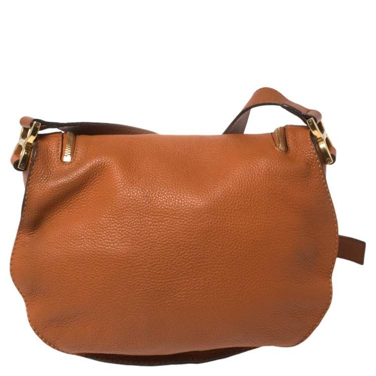 Pre Owned Chloe Brown Leather Marcie Crossbody Bag