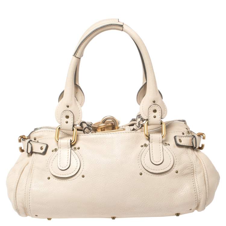 Pre Owned Chloe Cream Leather Paddington Satchel
