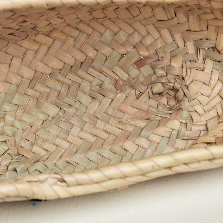 Pre Owned Chloe White/Beige Woven Raffia and Leather Small Marcie Basket Bag