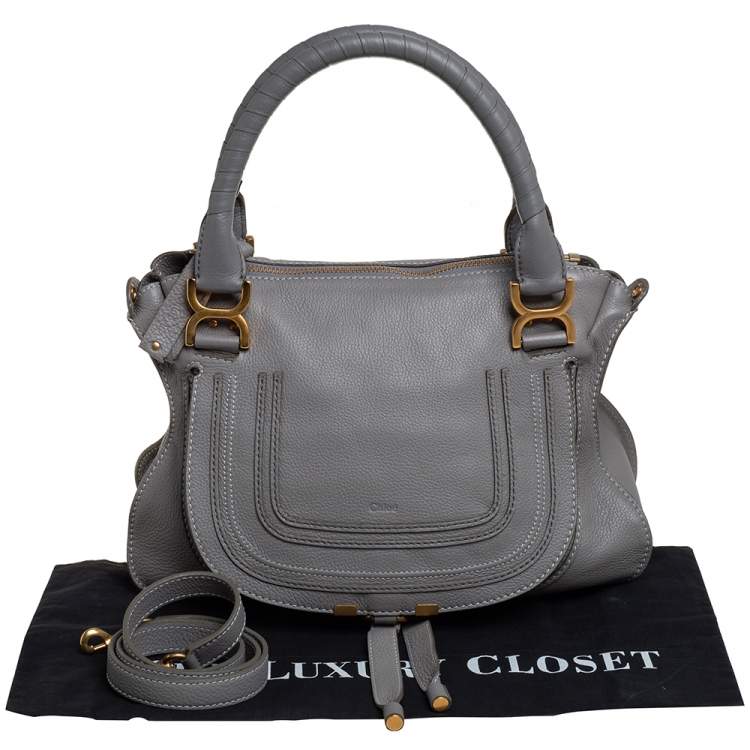 Pre Owned Chloe Grey Leather Marcie Shoulder Bag