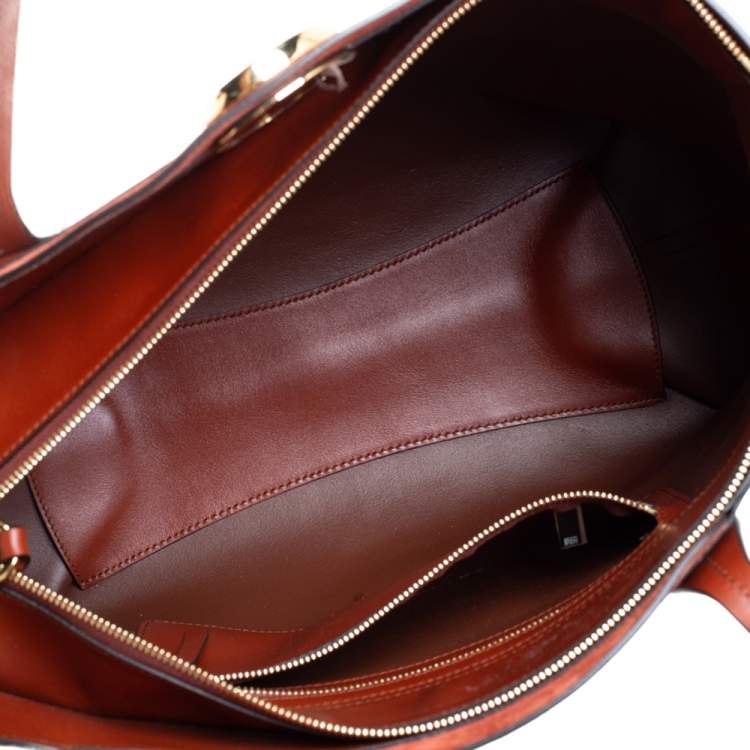 Pre Owned Chloe Brown Leather and Suede C Zipped Tote