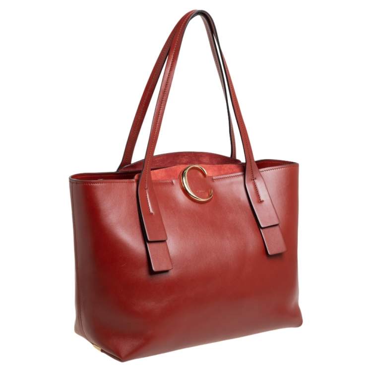 Pre Owned Chloe Brown Leather and Suede C Zipped Tote