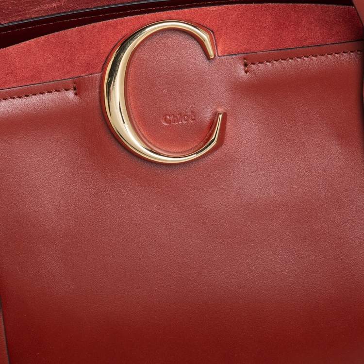 Pre Owned Chloe Brown Leather and Suede C Zipped Tote