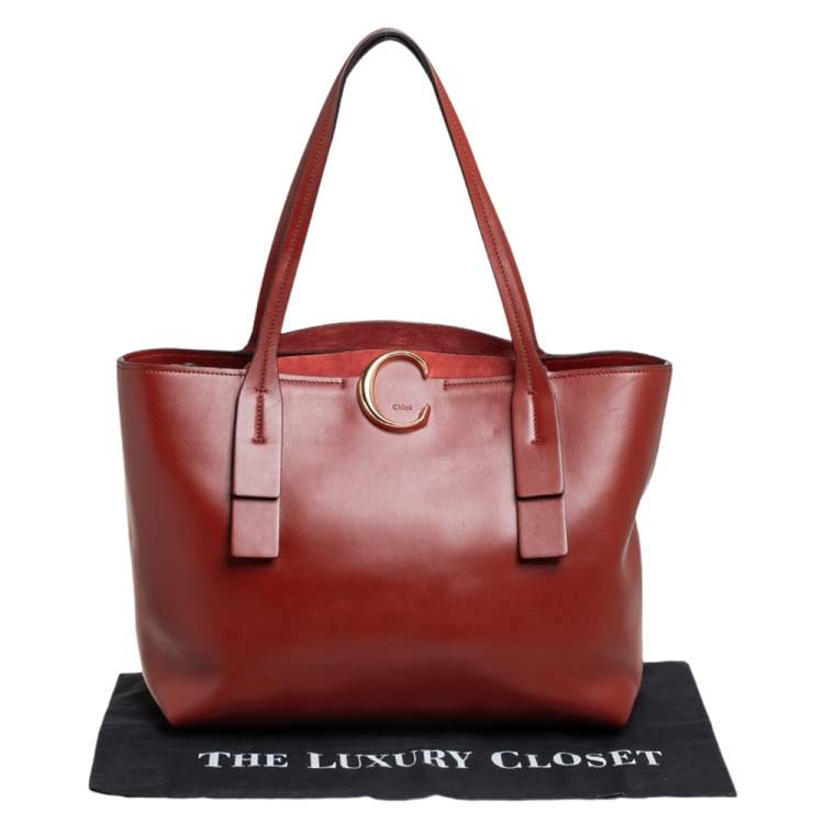 Pre Owned Chloe Brown Leather and Suede C Zipped Tote
